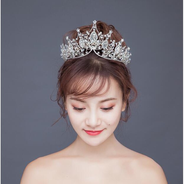 Big Baroque Rhinestone Crystal Beaded Headband Tiara Tea Party Bride Crown Luxury Wedding Korean Hair Ornaments