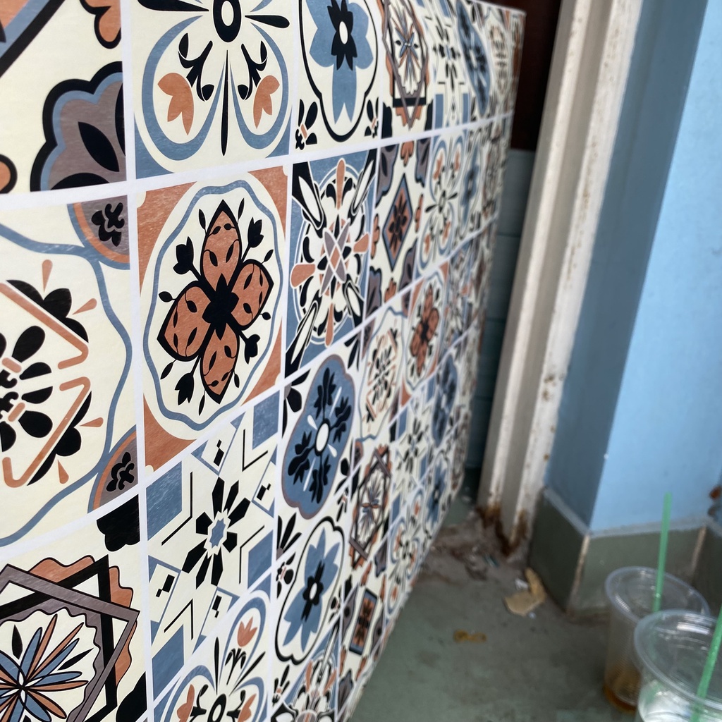 Decal giấy dán bếp họa tiết GẠCH HOA VĂN 01 1 mét khổ 60cm