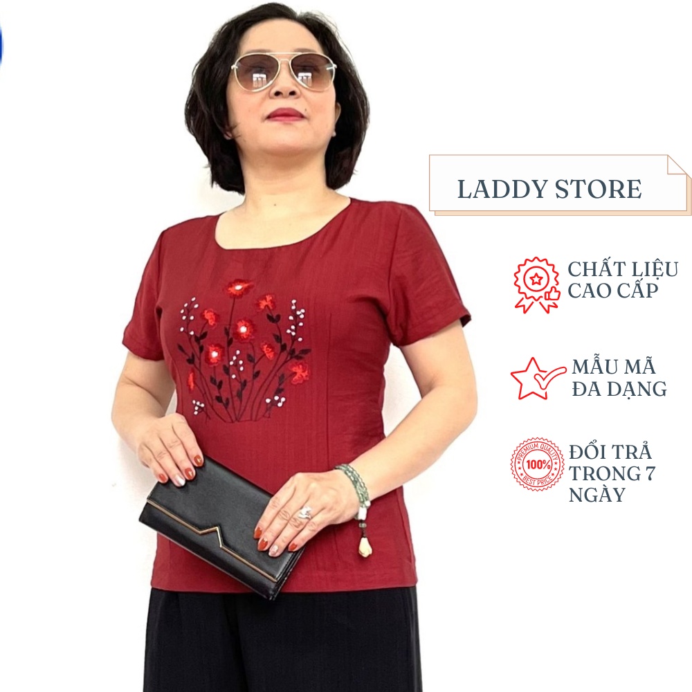 Áo Kiểu Trung Niên Tay Lỡ Chất Liệu Đũi Tằm Cao Cấp dành cho Các Quý bà - Laddy Store