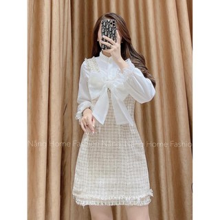 Set yếm dạ phối sơmi Coral