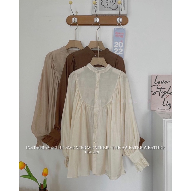 [Mã FAMARAL1 giảm 10K đơn 50K] (Ảnh thật) Áo babydoll voan tơ cổ tàu cúc ngọc bo tay the.sweaterweather TSW | WebRaoVat - webraovat.net.vn