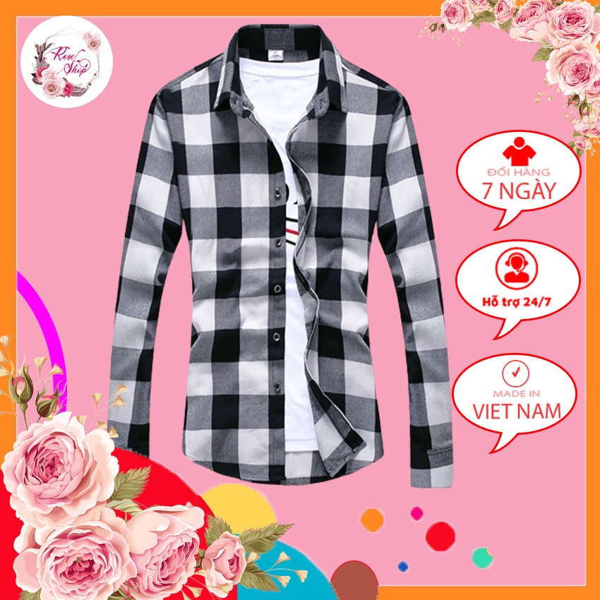 Áo sơ mi nam, Áo sơ mi kẻ caro Hàn Quốc chất liêu mềm mát tạo cảm giác thoải mái N50