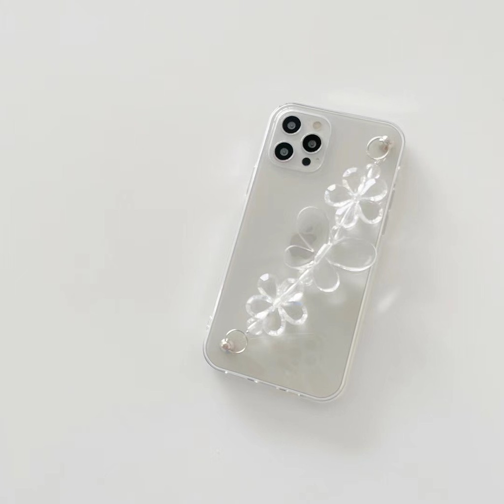 Ốp điện thoại trong suốt + dây đeo hình bướm cho Iphone 12 Pro Max 11 Pro Max Xs Max Xr X6 7 8 Plus