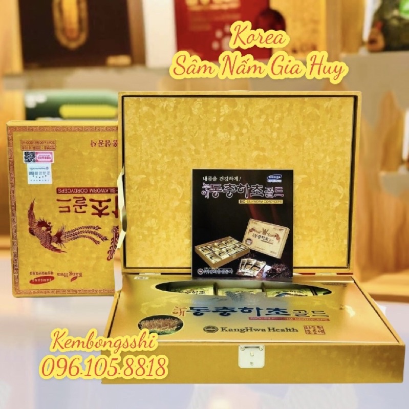 [SALE THÁNG 6] Đông Trùng Hạ Thảo Hộp Gỗ Vàng 60 Goi Cao Cấp Hàn Quốc