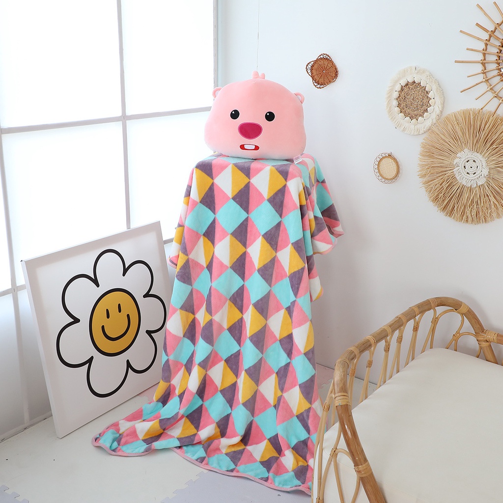 Ellen Pororo Loopy Gối Nhồi Bông Tựa Vai Và Đai An Toàn Trang Trí Xe Hơi