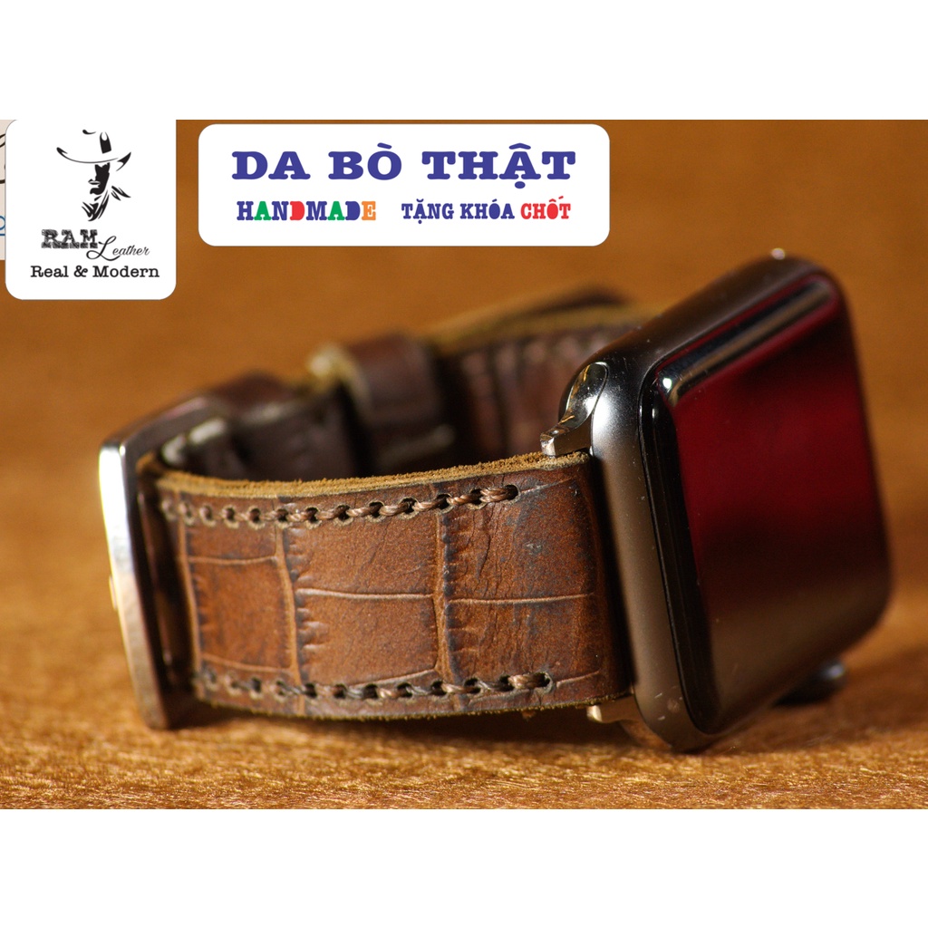 Dây đồng hồ RAM Leather vintage 1928 da bò vân cá sấu sang trọng