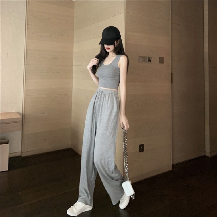 Quần ống rộng cullotes CRQ021 quần ống suông dáng dài 100cm màu đen / màu xám pyenstore