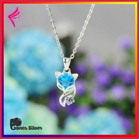 VÒNG CỔ BẠC NỮ MẶT HỒ LY XANH DƯƠNG MANG Ý NGHĨA ĐƯỜNG TÌNH DUYÊN VÀ MAY MẮN CHO NGƯỜI ĐEO MẶT CỬU V