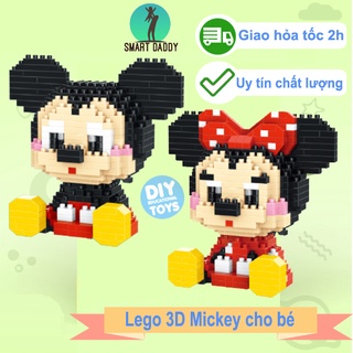  Lắp ghép mô hình lego chuột Mickey 3D rèn luyện tính kiên nhẫn cho bé 