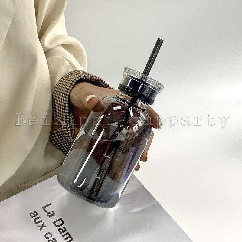 Bình Nước 2 Lớp Thủy Tinh Giũ Nhiệt Cao Cấp Kèm Ống Hút