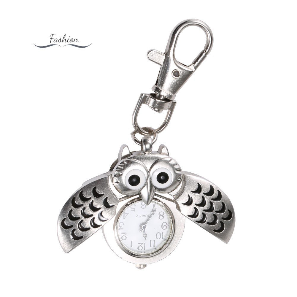 Đồng hồ bỏ túi kiêm móc khóa hợp kim hình cú mèo xinh xắn