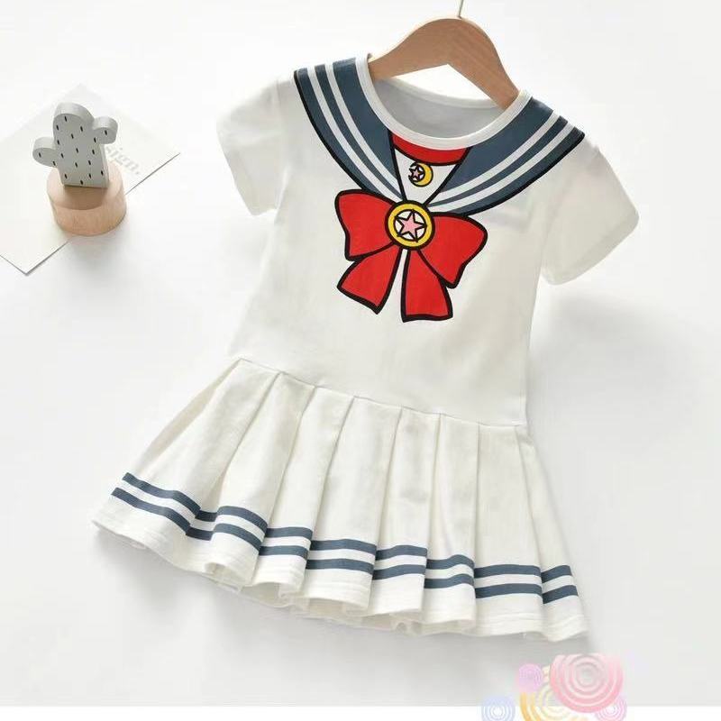 Váy Xếp Ly Màu Xanh Navy Dễ Thương Tươi Mới Cho Bé Gái