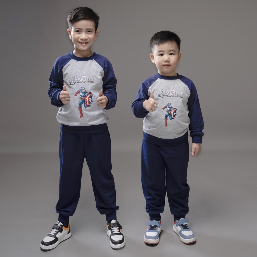 Bộ phông bé trai Icotton hình siêu anh hùng Đội trưởng mỹ Captain america