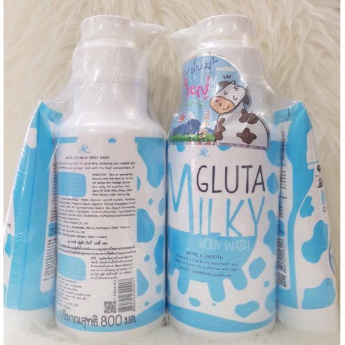 SỮA TẮM CON BÒ GLUTA MILKY THÁI LAN 800ML TẶNG KÈM SỮA RỬA MẶT