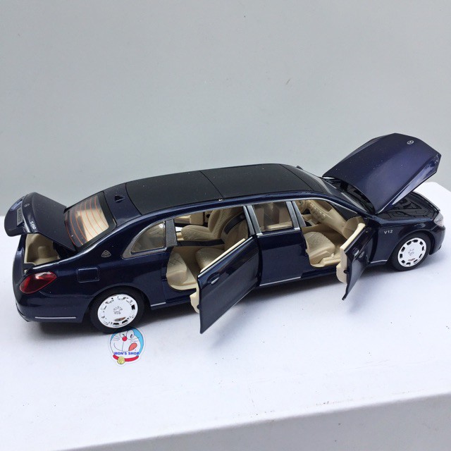 [freeship]] Xe mô hình Mercedes Maybach S600 Pullman tỉ lệ 1:32, cấu tạo kim loại, dùng pin, có âm thanh, ánh sáng