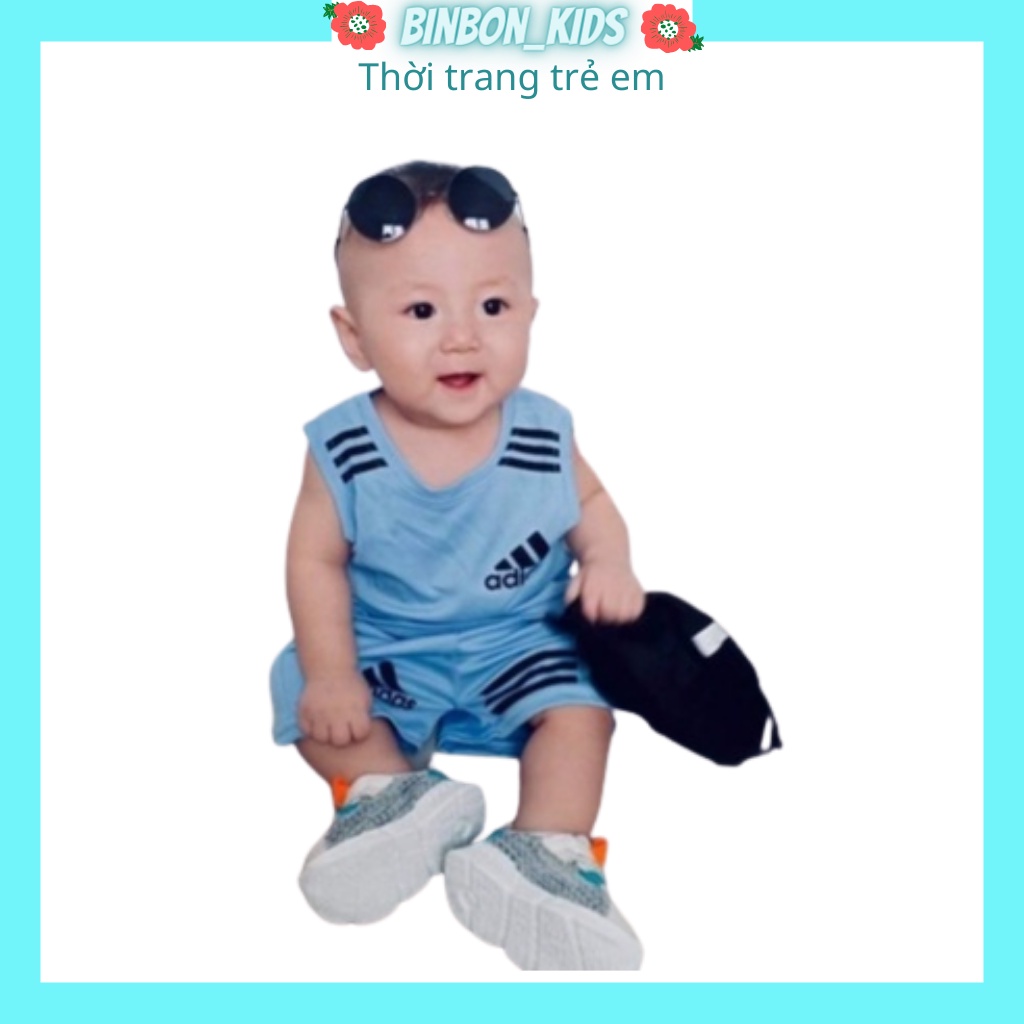 Bộ ba lỗ sát nách thể thao bé trai Binbon kids, Đồ bộ quần áo bé trai chất Cotton Thông Hơi Phản Quang cho bé 6-27kg