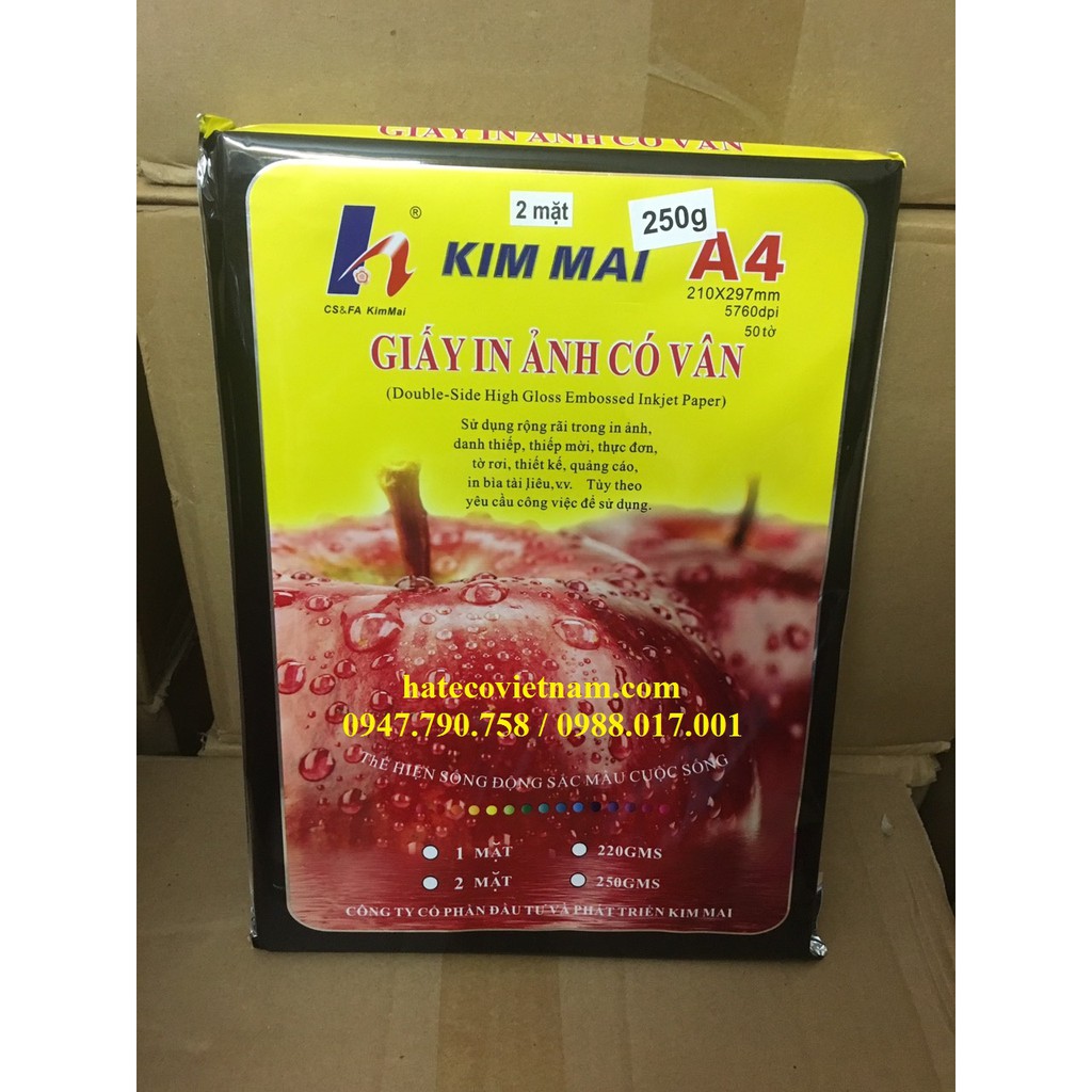 Giấy in ảnh 2 mặt có vân Kim Mai ĐL 250gsm