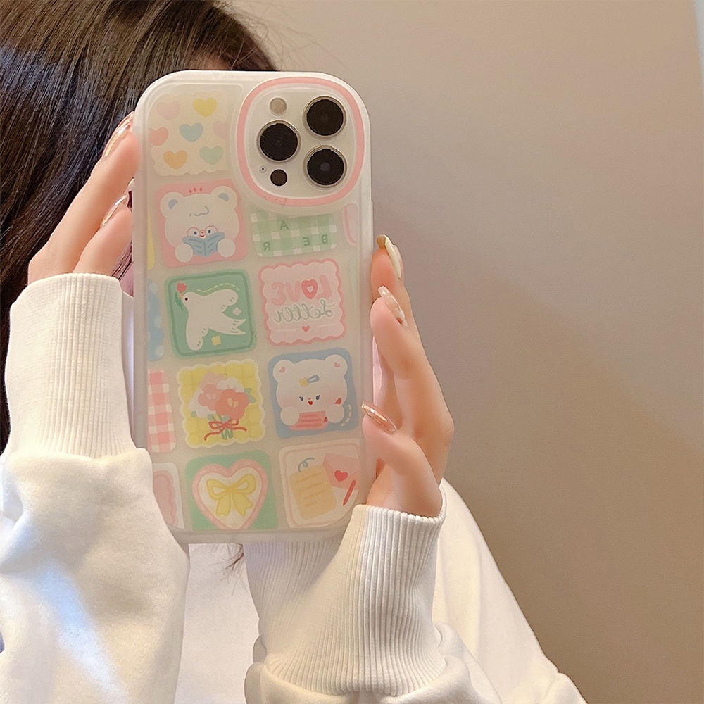 Ốp Điện Thoại TPU Dẻo Trong Suốt Họa Tiết Chú Gấu Hồng Cho iPhone 11 7Plus 8Plus xr xs Max 13 12 Pro Max 12 11 xr xs/8p
