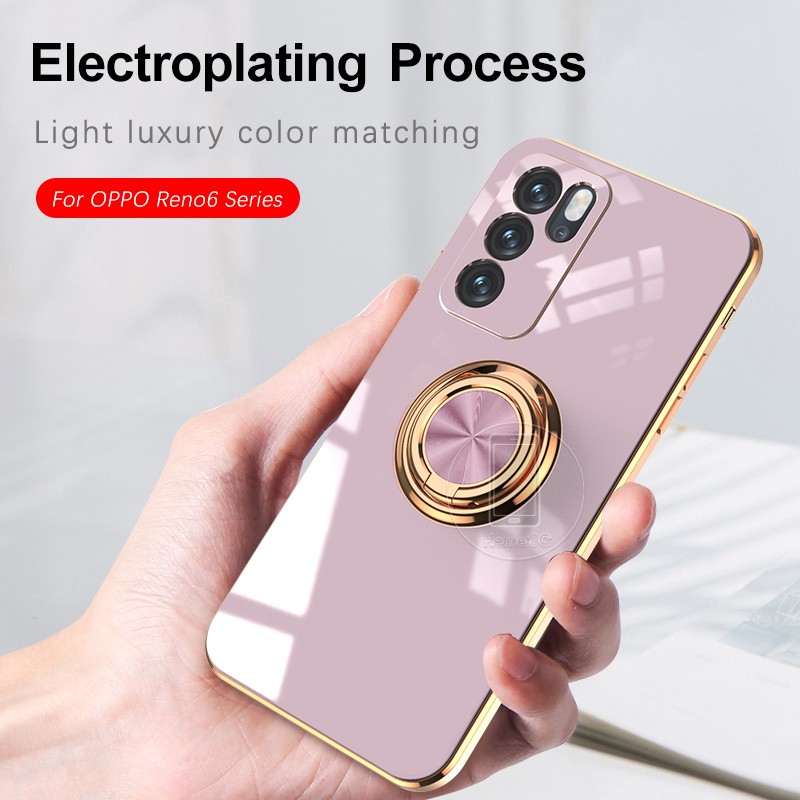 Ốp điện thoại phối giá đỡ nhẫn cho Oppo Reno 5 6 Pro Reno6 4g 5g
