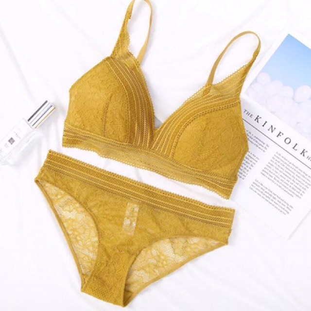 Bộ đồ lót Pinkdear ren không gọng mút mỏng - BL | BigBuy360 - bigbuy360.vn