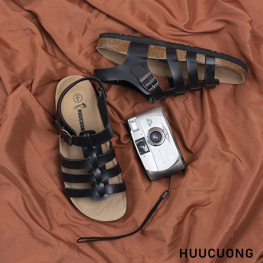 Sandal HuuCuong chiến binh đen đế trấu "