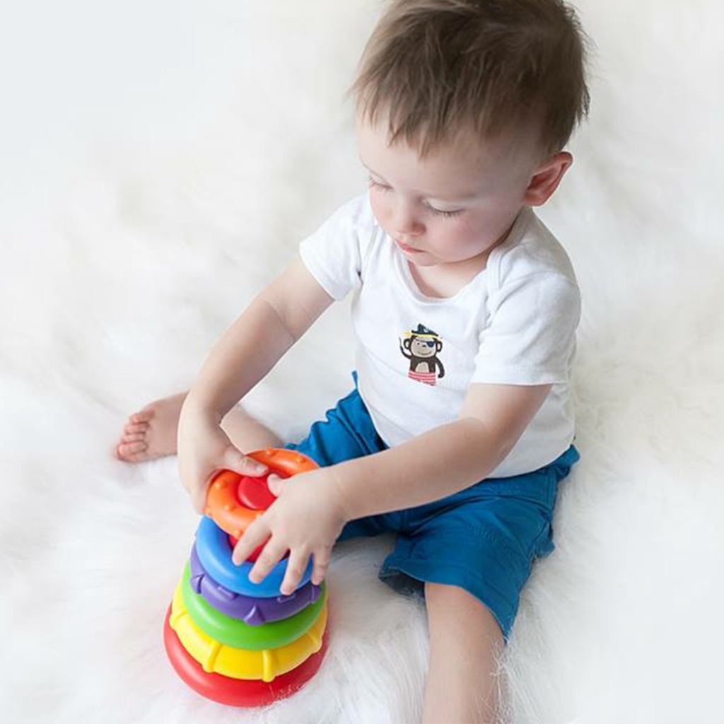 Đồ chơi tháp vòng sắc cầu vồng xếp chồng Playgro, cho bé từ 10-36+ tháng