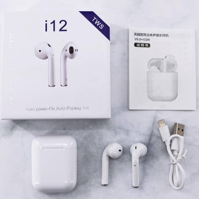Tai nghe Bluetooth i12 TWS 5.0 tai nghe i12 không dây bản Quốc tế âm thanh chuẩn HIFI dùng cho IOS A