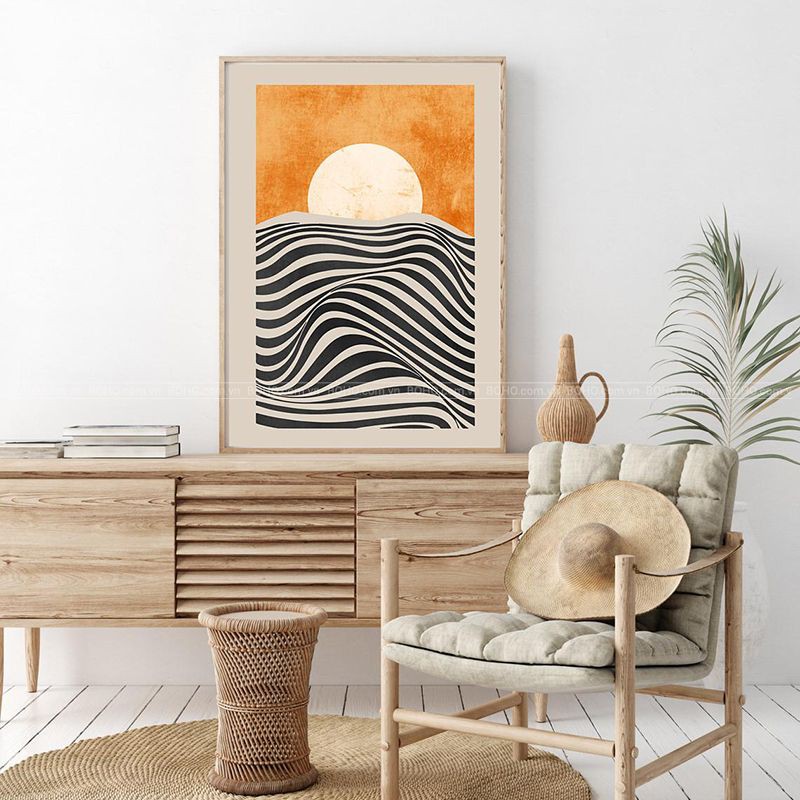 Tranh BOHO trừu tượng treo tường kích thước 50*70cm, tặng kèm đinh 3 chân treo tranh, bảo hành 12 tháng