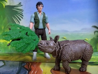 Mô hình động vật , đồ chơi con vật Schleich chính hãng Set 42428 người Kiểm lâm và tê giác con - Schleich House