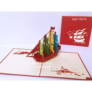 Thuyền 9 ( 4 cánh nhiều màu )- Boat - Thiệp 3D