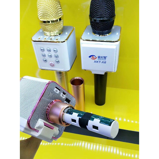 Mic Hát -Míc hát micro karaoke Loa kèm micro 3 trong 1 kết nối Bluetooth - Mic kèm loa xkt X6 LCD