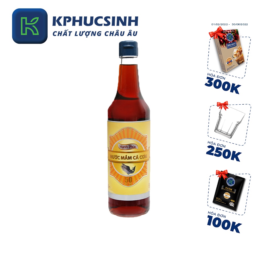 Nước mắm cá cơm Hạnh Phúc 50 độ đạm 500ml KPHUCSINH - Hàng Chính Hãng