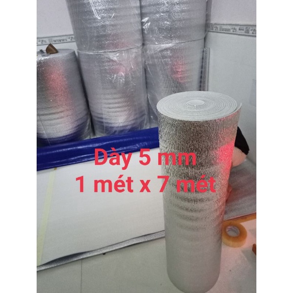 Mút xốp OPP (dày 5mm) một mặt bạc khổ 1 mét - cách nhiệt, cách âm, bảo ôn (dài 7 m)