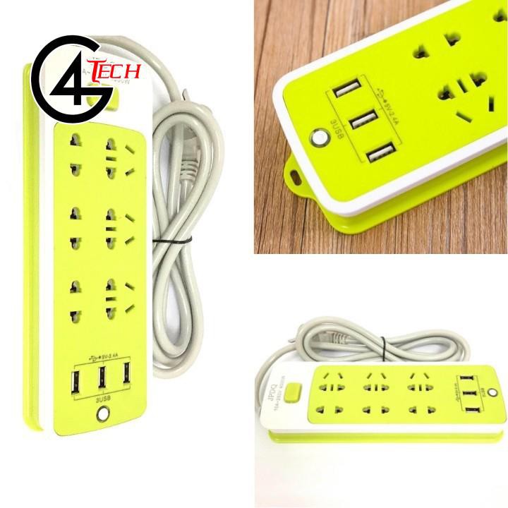 Ổ cắm điện đa năng 16 lỗ xanh có cổng USB tiện dụng