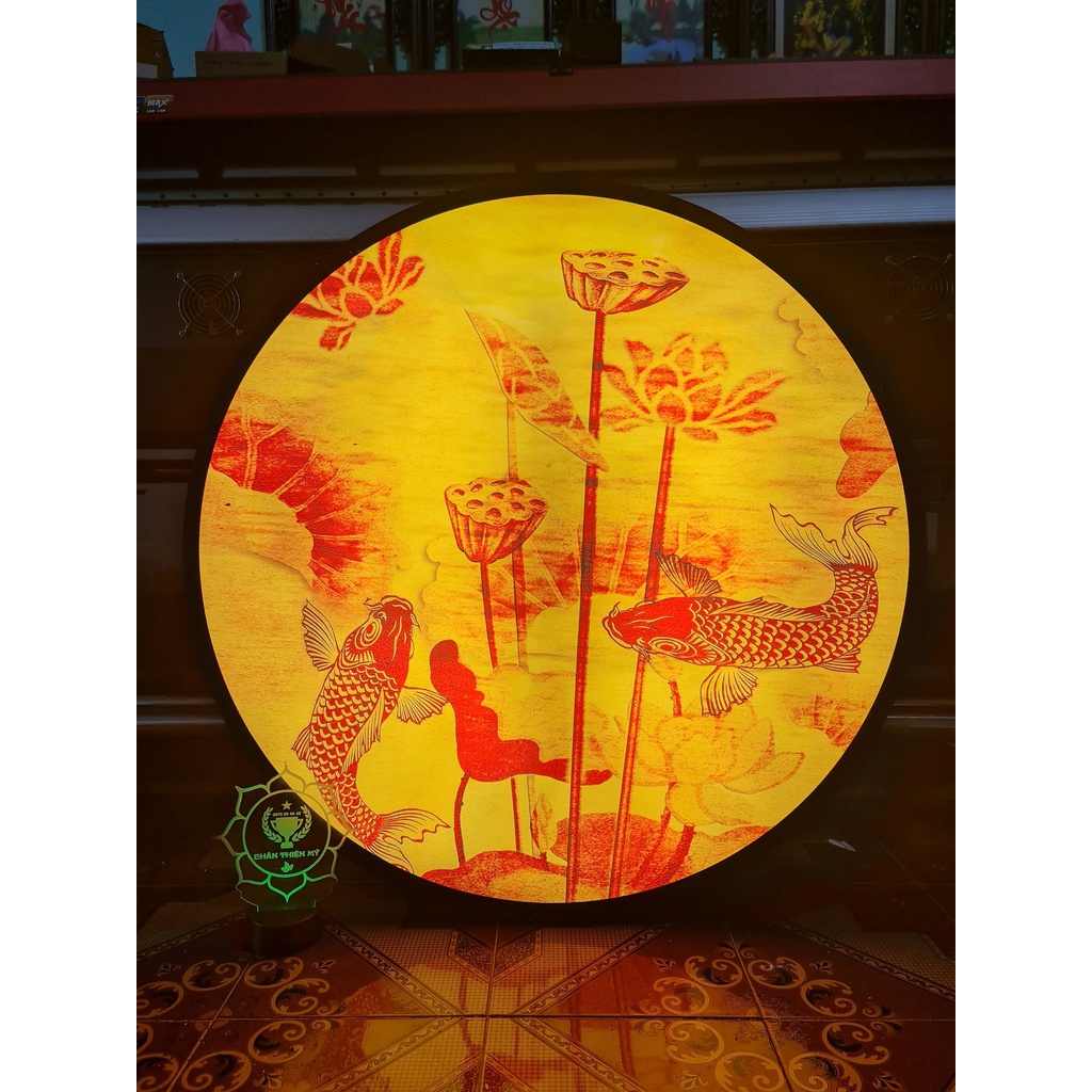 Đèn hào quang Trúc Chỉ in thờ gia tiên_HQTC1