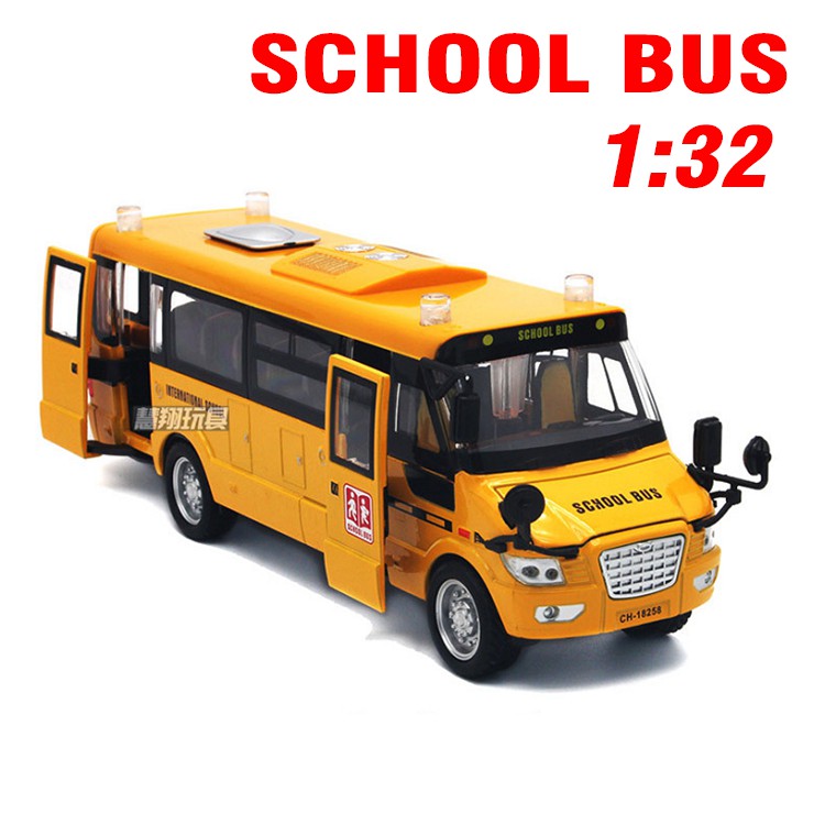 Mô hình xe đưa đón học sinh School bus bằng kim loại có đèn và âm thanh mở các cửa