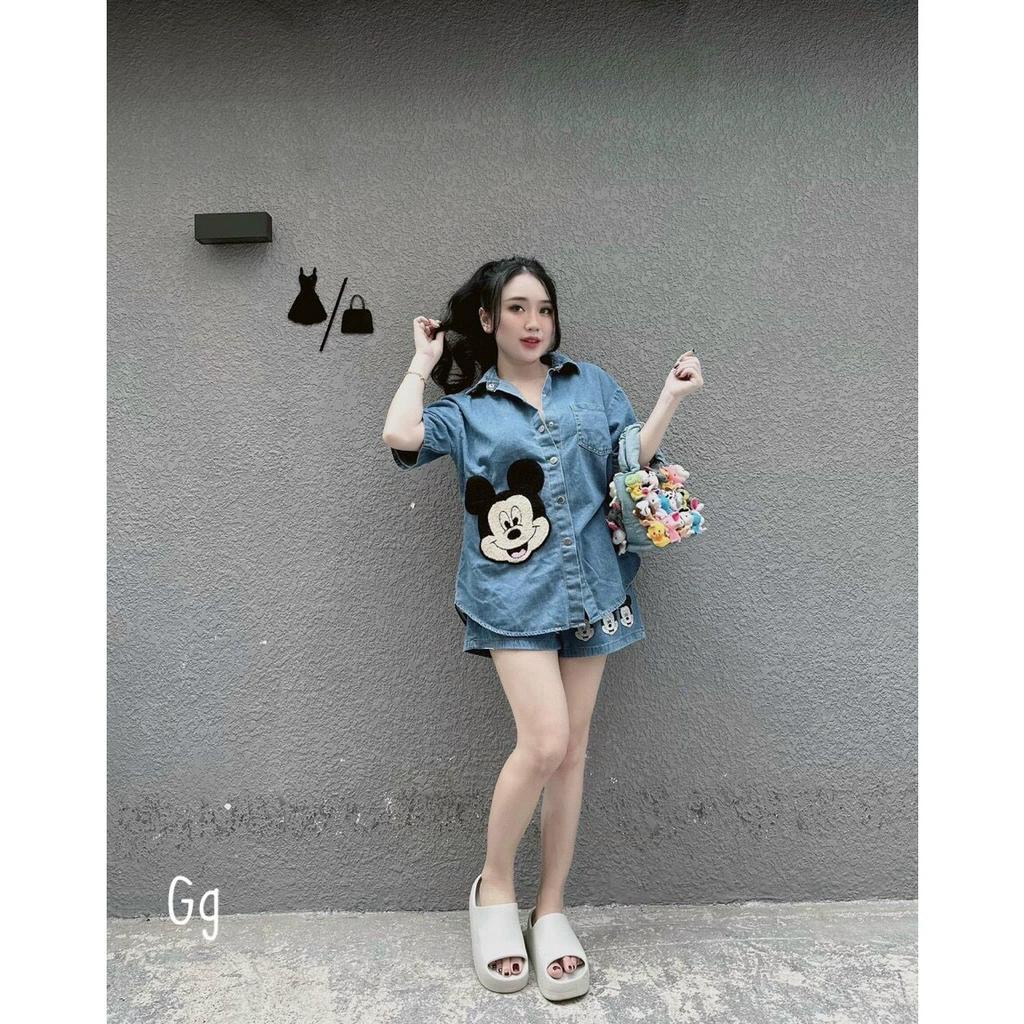 sét bộ jean đùi chuột mickey hot