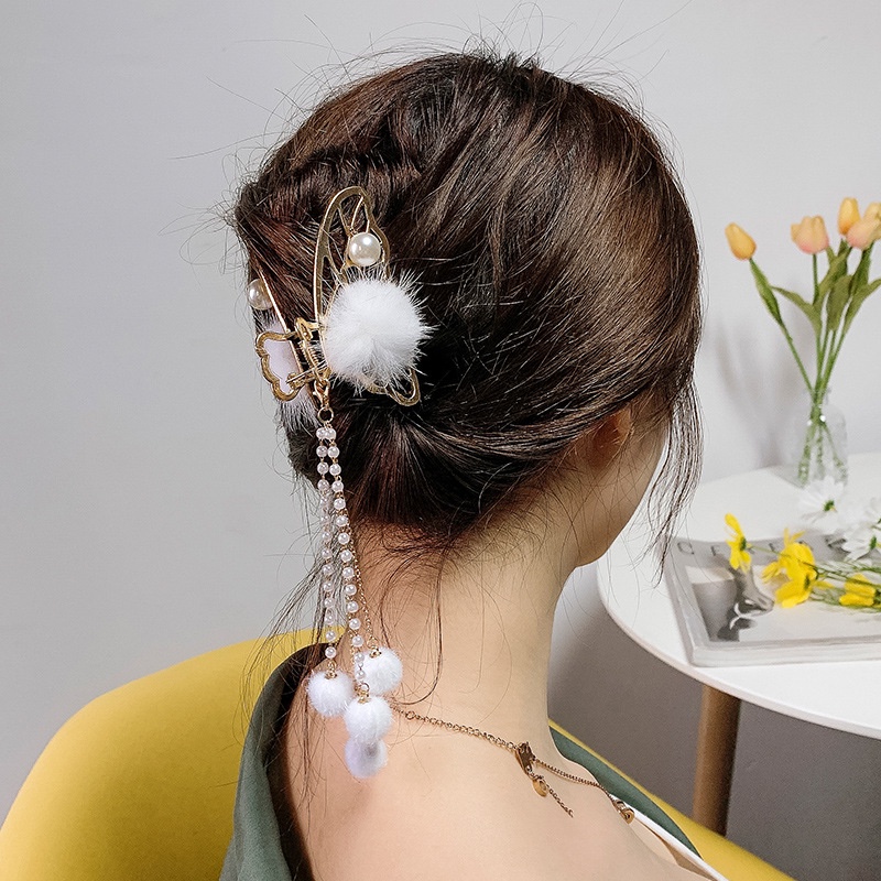 Kẹp tóc nơ bướm bằng kim loại phong cách Hàn Quốc thanh lịch xinh xắn