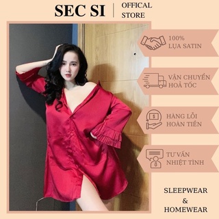 Đồ ngủ gợi cảm 💖GIÁ TẬN GỐC💖Đầm ngủ sơ mi sang chảnh, quyến rũ, vải lụa satin cao cấp, mềm mịn,thoáng mát