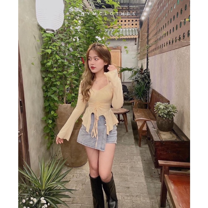 ÁO DÂY CHÉO RÚT EO 2 MÀU(Sẵn tại shop)