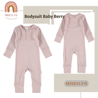 Bộ đồ liền thân áo liền quần bodysleep suit thông hơi không tất vớ màu trơn xuất dư cotton cho bé trai bé gái 0 - 24m