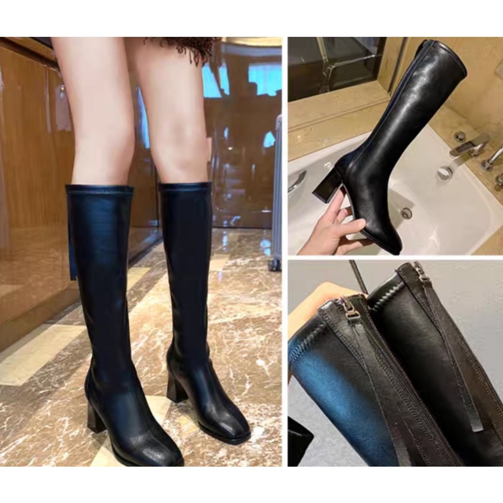 Bốt đùi nữ, Boot đùi mũi vuông có dây kéo khóa trẻ trung độc đáo mã LC22 | BigBuy360 - bigbuy360.vn