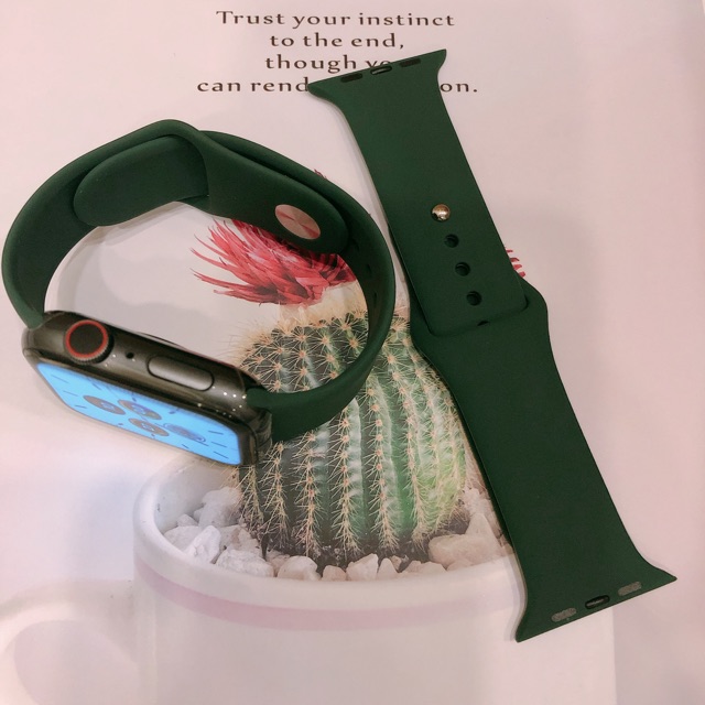 Dây cao su Apple Watch Silicon Midnight Green