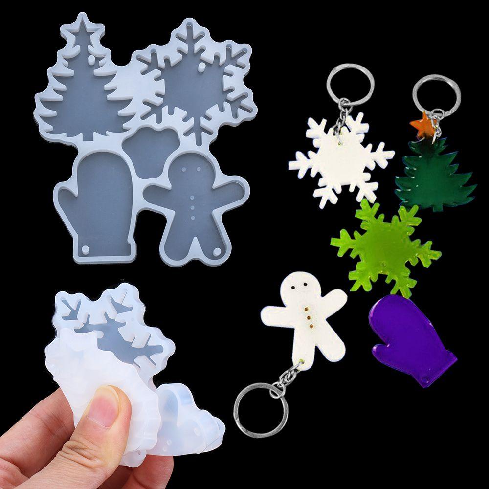 Khuôn Làm Móc Khóa Bằng Đất Sét Resin Hình Nhân Vật Gingerbread Man Hoa Tuyết Giáng Sinh