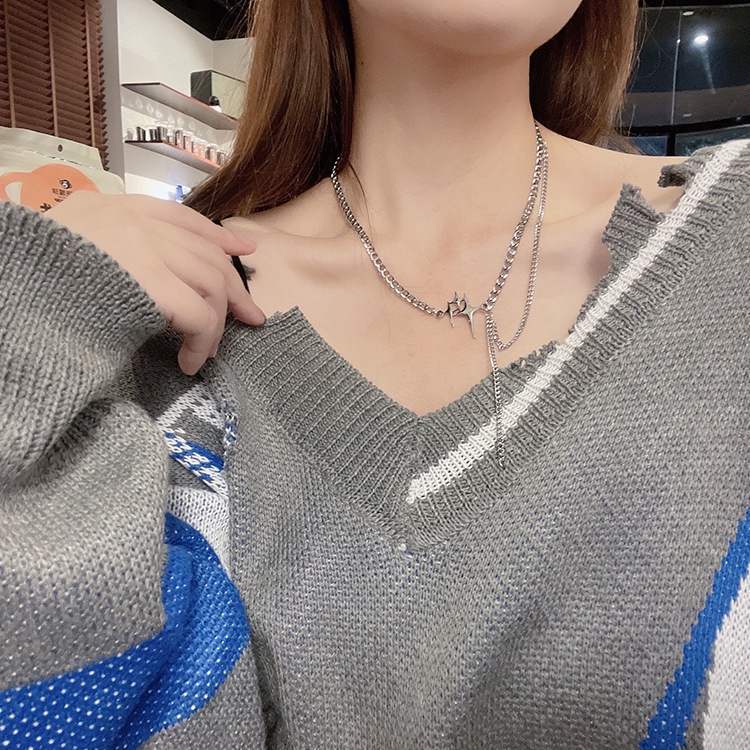 Vòng cổ Tua Rua Bằng Thép Titan Mặt Thánh Giá Phong Cách Hàn Quốc