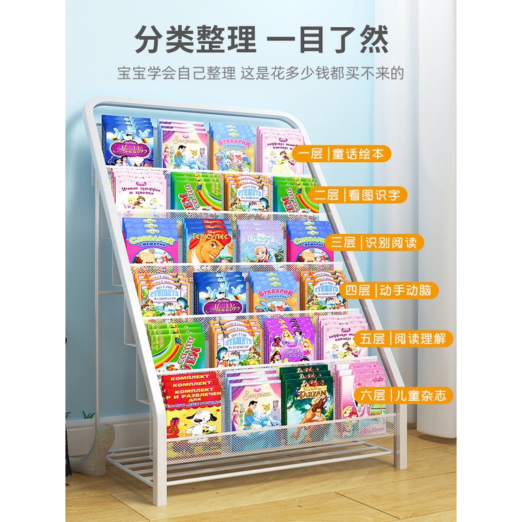 Giá Sách Sách Tranh Cho Trẻ Em, Tủ Sách Sắt Mỹ Thuật Suốt Từ Trần Đến Sàn, Nhiều Tầng Nhỏ Đơn Giản Cho Bé Dùng Trong