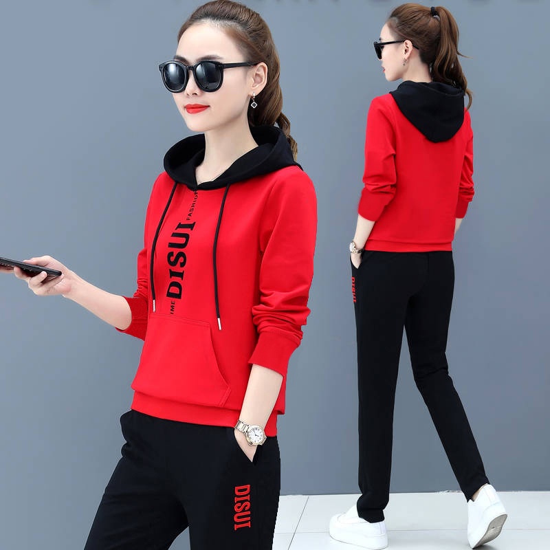 Bộ áo hoodie + quần dài thể thao chạy bộ dáng rộng phong cách Hàn Quốc mới size lớn thời trang thu đông cho nữ | BigBuy360 - bigbuy360.vn