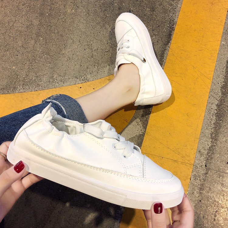 Giày thể thao đơn giản đế bệt màu trắng thời trang nữ | BigBuy360 - bigbuy360.vn