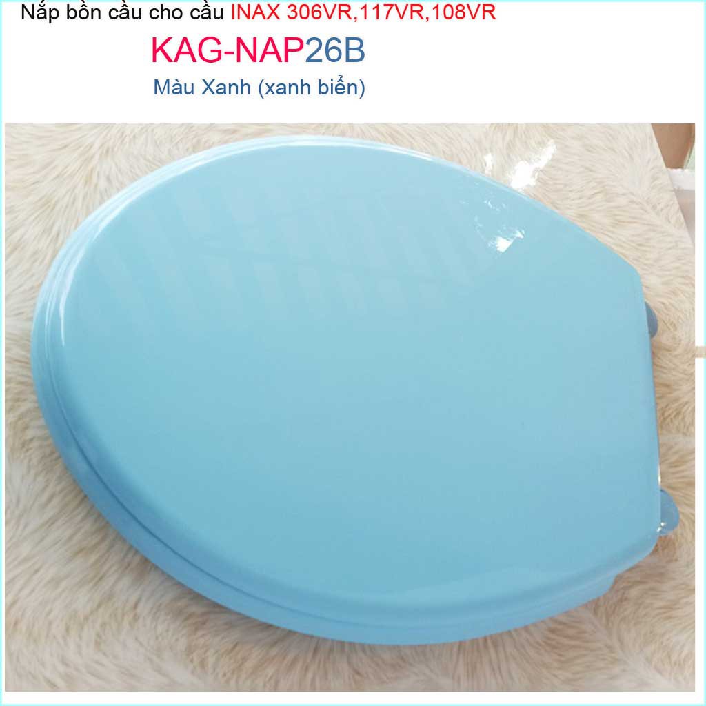 Nắp đậy bồn cầu Inax KAG-NAP26B cho C117, C306, C108, nắp bồn cầu 2 khối nhựa xanh biển dày bóng đẹp