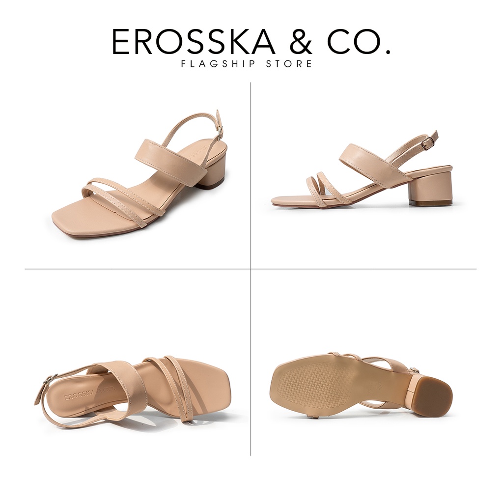 Erosska - Giày sandal mũi vuông cao 5cm màu đen _ EB041